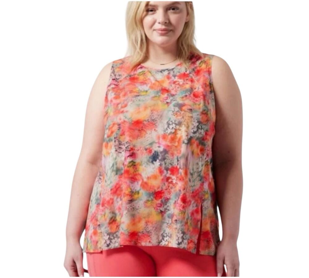 Athleta Bloom Spring Floral Pink Sleeveless Refined Zephyr Tank Large
